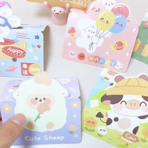 Cute Animal Greeting Card Wish Note 2 Page Kad Ucapan Children Day Colorful Birthday Card Bear Rabbit Cow Sheep Puppy