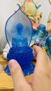 Tượng Phật Dược Sư size 21cm chất liệu Composite trong suốt giả lưu ly hàng cao cấp nhập khẩu Đài Loan