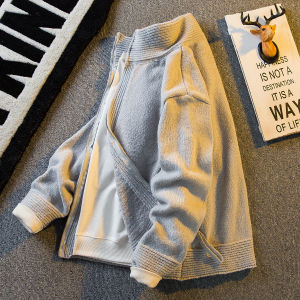 Vintage American Simple Knitted Casual Zipper Sweater Mens Autumn Winter Thickened Long Sleeve Half High Collar Open Cardigan