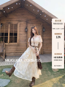 ชุดเดรสยาวคอวีแขนกุดผ้าลูกไม้สไตล์โบฮีเมียน ชุดกระโปรงสั้นผ้าลูกไม้ ชุดทำงานฤดูร้อน สำหรับผู้หญิงวัย 18-24 ปี