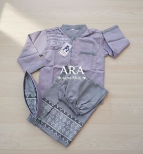 Setelan Koko sarkoci motif bordir Katun Toyobo Lengan Panjang untuk Anak Laki-Laki Usia 1-12 Tahun dengan Bonus Peci