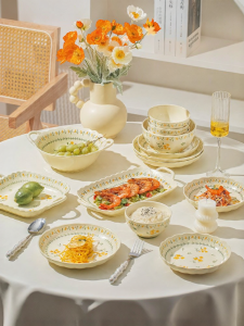JINGDITAOCI | Glaze Under Color Healing Creamy Style Tableware Set