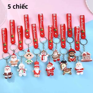 5 Chiếc Ông Già Noel Người Tuyết 3D Nhựa Mềm Túi Búp Bê Mặt Dây Móc Khóa Chủ Đề Giáng Sinh Trẻ Em Quà Tặng Chìa Khóa Người Tổ Chức