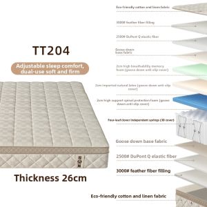 Detachable Memory Foam Natural Latex Adjustable Softness Hardness Mattress