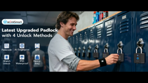 Combination Lock Gym Locker Padlock with 9 Digit Push Button Password Fingerprint APP Unlock Keyless