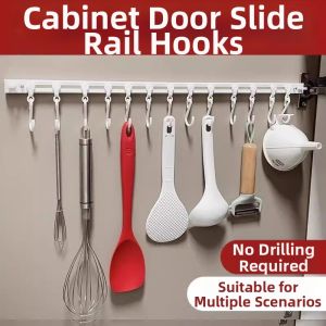 Sliding Rail Non-drilling Cabinet Door Storage Hook