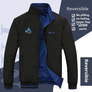 Áo Khoác Nam Mùa Xuân Thu Hai Mặt Mặc Làm Việc Thể Thao Thường Ngày Cỡ Lớn Rộng Rãi Quần Áo Công Sở Polyester Dài Tay