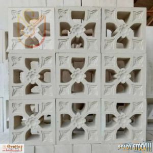 Roster beton anti tampias varian motif/warna putih abu merah/hiasan dinding dekorasi rumah sirkulasi