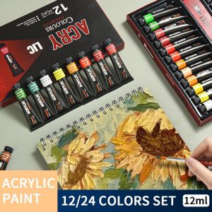 Rex TT สีอะคริลิค ชุดสีอะคริลิค Giorgione ขนาดหลอด 12ml (ชุด 12 สี/ ชุด 24 สี、30สี) Acrylic Colour Set Watercolor colour oil colour สีเพ้นท์ผ้า กระดาษ ผ้าใบ ไม้
