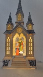D&DHome #038 Christmas Castle Decorative Figurine Nativity Lantern with Lights and Sounds