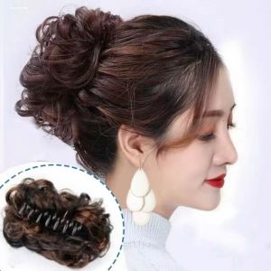Natural Messy Bun Hair Pack Womens Fake Hair Flower Bud Claw Clip Hair Accessories Real Human Hair Bananas Clip by Guanyan