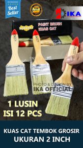 kuas cat 2" inchi 1Lusin kuas gagang kayu gagang pvc acak merk 2 inchi harga 1box 12pcs harga grosir non ecer termurah kualitas bagus serbaguna