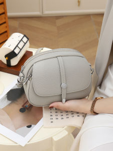Womens Crossbody Bag Soft Leather Large Capacity Single Shoulder Bag for Commuting And Work Fashionable round Shape Bag