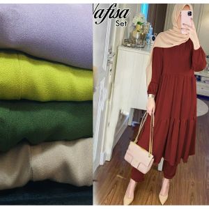 NAFISA ONE SET MAT ITY MANGO CREPE LONG TUNIK SUDAH TERMASUK CELANA SIZE S M L XL XXL FASHION MUSLIM MODERN MODEL GAMIS UKURAN LENGKAP KECIL NORMAL BESAR GEDE JUMBO BIG OVERSIZE WARNA CANTIK KEKINIAN COCOK UNTUK SANTAI KONDANGAN MURAH BERKUALITAS RAPIH