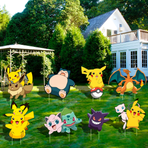 Pokemon Themed Yard Signs8pcs Pokemon Yard Signs with Stakes for Pokemon Party Decorations Supplies&Pokemon Outdoor Decorations