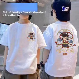 SHIPAILUO | New 2025 Boys Cotton Short Sleeve T-Shirt Summer Casual Cartoon Print Comfortable Breathable Half Sleeve Childrens Fashionable Streetwear