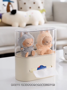 Tissue storage box transparent doll display box dustproof figurine organizer
