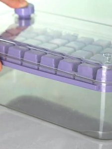 Press Release Ice Cube Tray With Bin Stackable Tiny Ice Maker Mold & Lid Food Grade BPA-Free Mini Cube Container Scoop