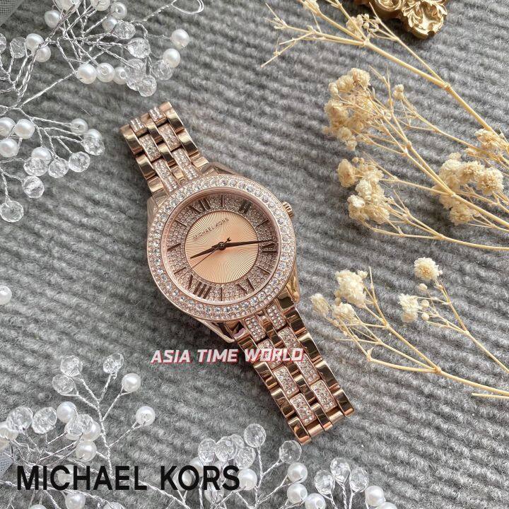 Michael kors best sale gold crystal watch