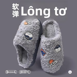 MONLEYTA | Dép bông mùa đông 2025 mới cho nam và nữ hoạt hình ấm áp ngoài trời trong nhà dép bông mùa thu đông cho trẻ em