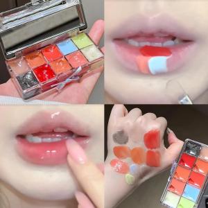 Sweet Mint Ten Color Lip Gloss Palette Hydrating Lip Makeup Jelly Lip Multi-Color Lip Glaze Water Light Lip Art Student