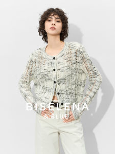 BEIQIANI | French Lace Hollow Out Fringe Color Block Knit Cardigan