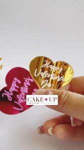 10pcs Cake Topper Valentine Toper Akrilik Mirror Topper Flower Vals Day