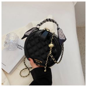 Túi Đeo Chéo Xích Thời Trang Mùa Hè Cho Nữ Túi Vuông Nhỏ Thêu Hình Học Túi Xách Đeo Vai Bằng Da PU Mềm Màu Trơn