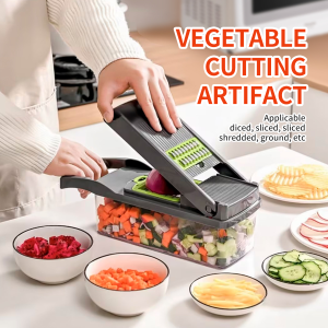 16 In 1 Vegetable Cutter Multifunction Vegetable Slicer Cutter Shredder Manual Chopper With Drain Basket Magic Rotate Colander Chopper Slicer| DaQueen