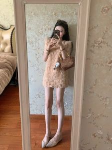 VKSOD | French Design Sensation Three Dimensional Flower Sleeveless Womens Dress Summer Gentle Style Slimming A-Line Short Skirt