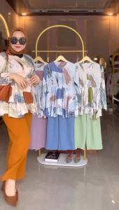 K-FASHION Kamila One Set Bahan Rayon Diamond Baju Wanita Wanda Nabila Nikita Pelangi Berry Shakila