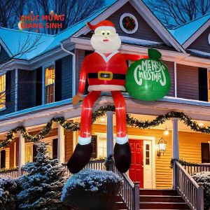 Đồ Trang Trí Ông Già Noel Ngồi Bơm Hơi Có Đèn LED Tích Hợp Để Trang Trí Ngoài Trời Trong Nhà Sân Vườn Mái Nhà Tiệc Tùng Dịp Lễ Hội