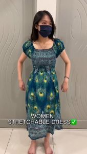 WOMEN STRETCHABLE BATIK LONG DRESS/BAJU DRESS/BATIK DRESS GOOD QUALITY READY STOCK