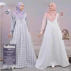 SALMA DRES #1 #2 #3 #4 & #5 - GAMIS KEKINIAN BAHAN KATUN HARUKA MIX TOYOBO MOTIF KOTAK KOTAK BY ANNAIRA.ID