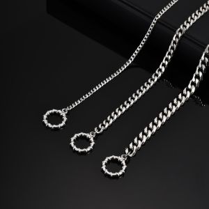 Kemstone Mens Stainless Steel Curb Chain Bracelet with T-Bar Clasp 3MM 5MM 7MM Width