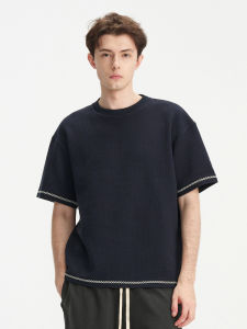 Unica Homme Color Block round Neck Short Sleeve Casual Mens T-Shirt Fashion Urban Style Standard Fit Summer Top for Youth