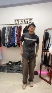 Kemeja Koko Pria Dewasa Lengan Pendek Motif KOBATA yang Kombinasi Batik // Baju Muslim Pria Kemeja Koko Kerah Shanghai Motif Lengan Pendek || ukuran  M L XL XXL