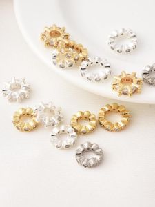 Hạt Xe Đạp Mạ Bạc DIY Thủ Công Trang Sức Ngọc Trai Hạt Tròn Hở Mặt Dây Chuyền Vòng Tay Trang Trí Phụ Kiện Trang Sức Hợp Kim