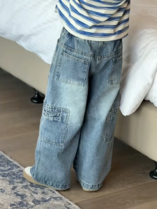 New Style Childrens Pants Spring Outfit Boys Korean Version Loose Workwear Trousers Leggings for Kids