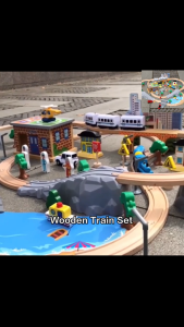 BYJ Wooden Train Track Series 95 Pieces Wooden Building Vehicle Toy