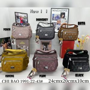 TAS SELEMPANG WANITA CHIBAO KANVAS BORDIR CB1991 6Sleting