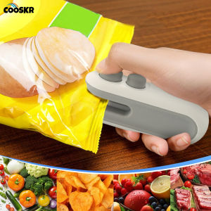 เครื่องซีลถุงขนาดเล็กแบบพกพา ชาร์จซ้ำได้ เครื่องซีลสูญญากาศแบบใช้มือ 2 in 1 พร้อมที่ตัด สำหรับถุงพลาสติก บรรจุภัณฑ์อาหาร