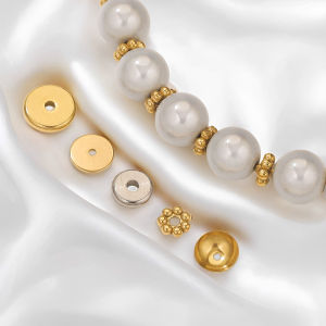 20-50pcs Stainless Steel Gold-Plated 18k Round Flowers Spacer Beads for DIY Necklaces Bracelet Jewelry Making Supplies Wholesale
