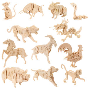 3D Wooden Assembly Model Zodiac Simulation Building Blocks Toys Educational Intelligence Display Childrens Play Wood Puzzles