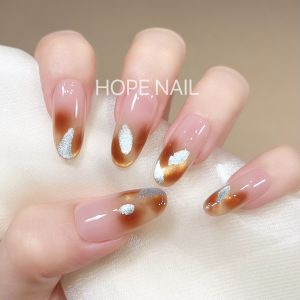 Ocean Amber Luxury Amber Gradient Ice Blue Cat Eye Handmade Nail Art Pure Desire Whitening Nail Stickers Beauty Nail Tips