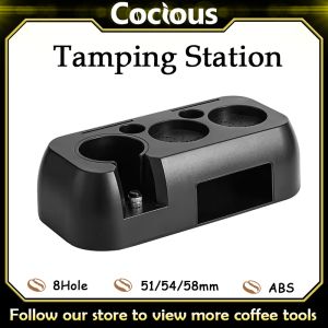 Universal Barista Tools51/54/58mm ABS Multifunction Coffee Tamping Station Non-Slip Coffee Distributor Tamper Wdt Tool Puck Screen Brush Espresso Tamping Station