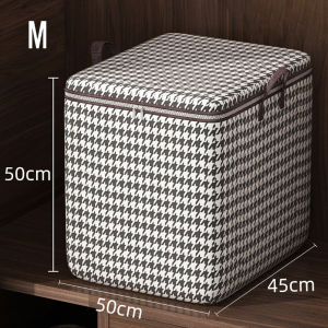 Houndstooth Storage Bag Large Capacity Folding Clothes Portable Wardrobe Sorting Clothes Storage Box With Handle For Bedding