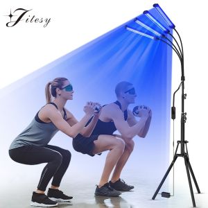 4-Head Tanning Lamp 360° Rotation Tanning Machine 432 LEDS Blue Light Wavelength 460nm & 490nm 60W Solarium Tanning Light