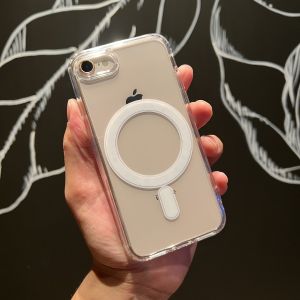 High-End Acrylic Magnetic Charging Phone Case for Apple 7/8 Phone SE2 Generation 3 Protective Cover White Thickened Anti-Fall