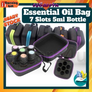 Essential Oil Storage Bag Hard Case 7 Slots 5ml Bottles Sponge Inner